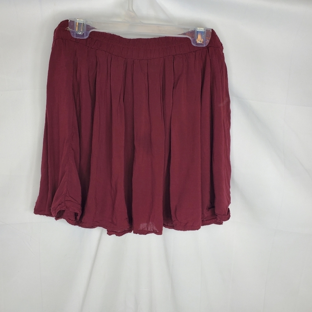Brandy Melville Women's Burgundy Skater Mini Skirt OS.